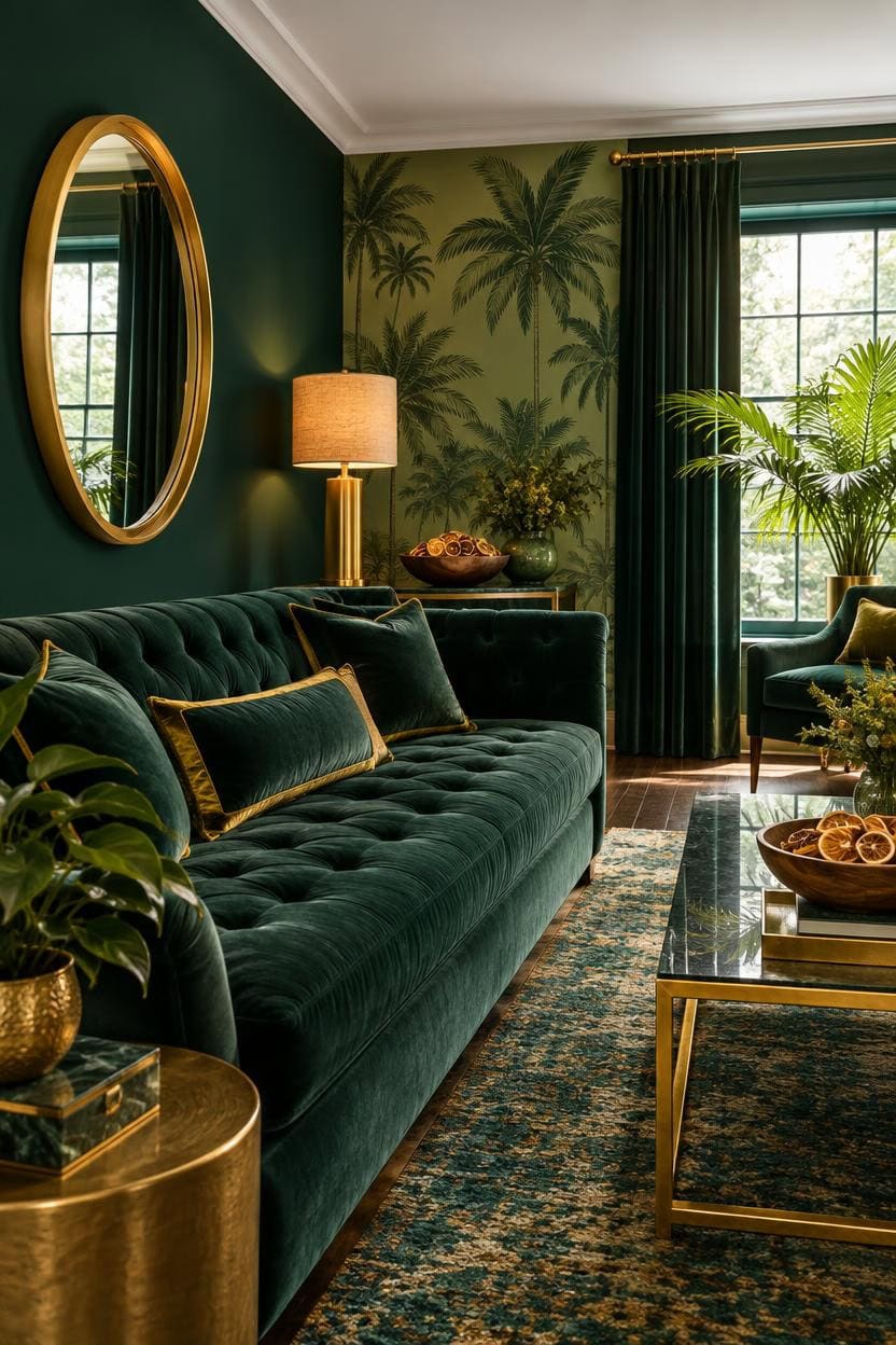 deep greens subtle golds