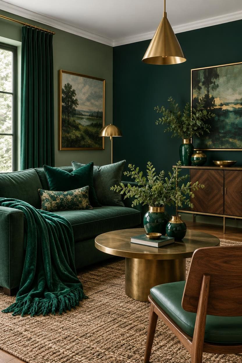 emerald and gold cozy corner