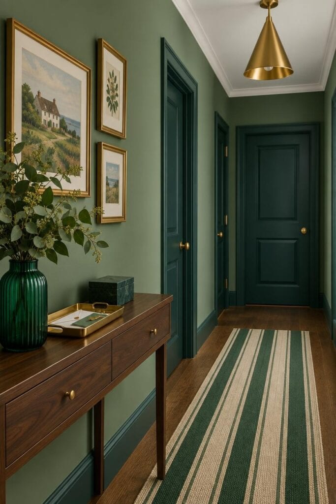 How an Emerald Green and Gold Hallway Becomes the Room Nobody Expected to Love