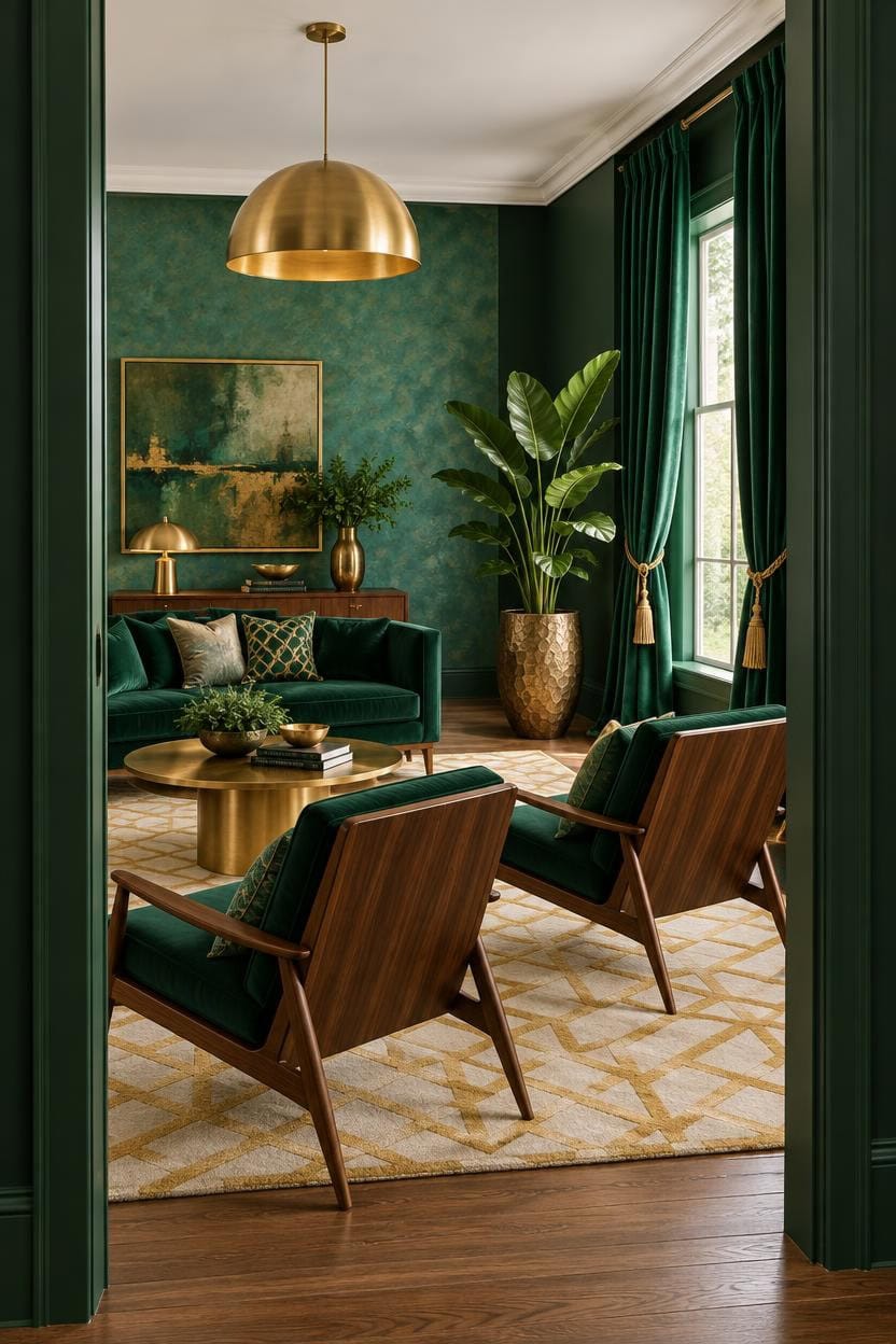 emerald gold living room
