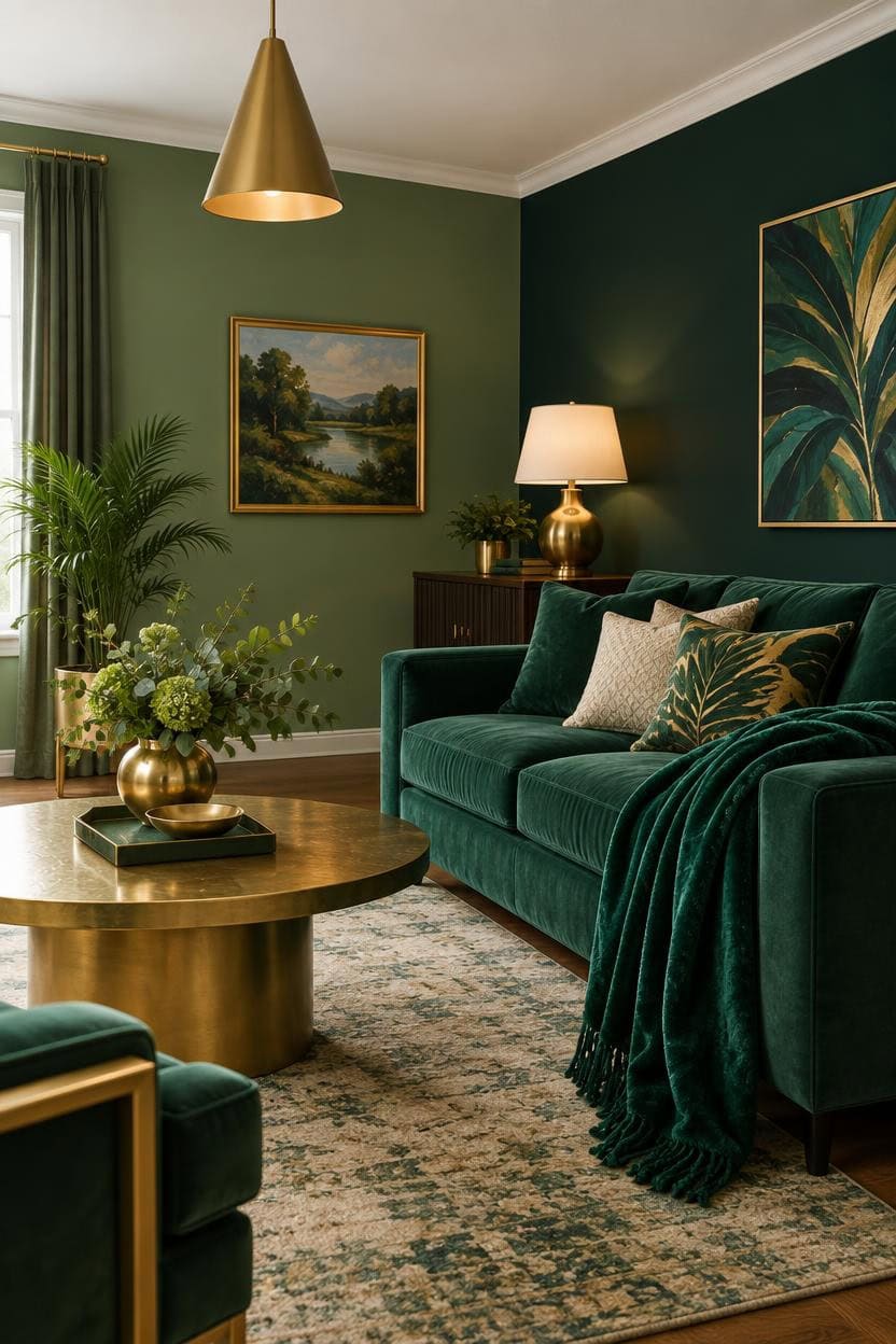 emerald walls glowing gold