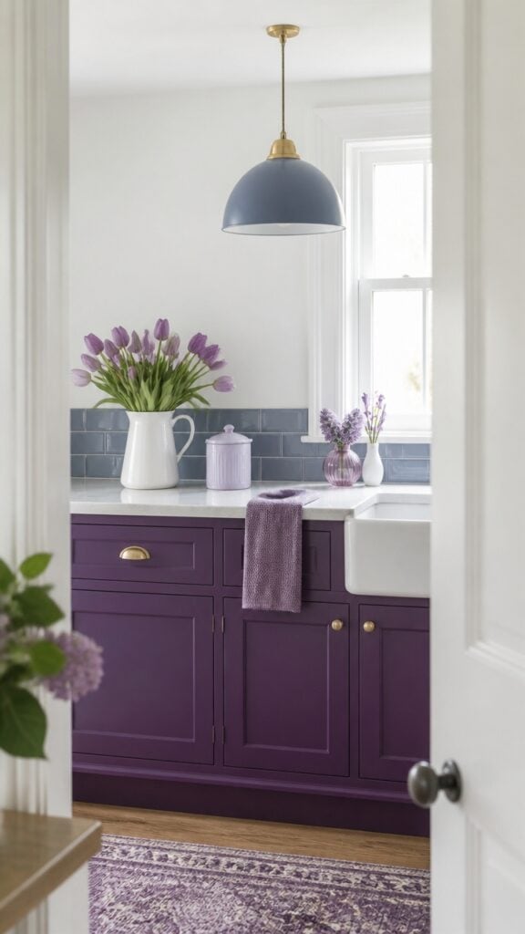 Purple and White Kitchens for the Woman Who Keeps Flowers on the Counter Not the Table