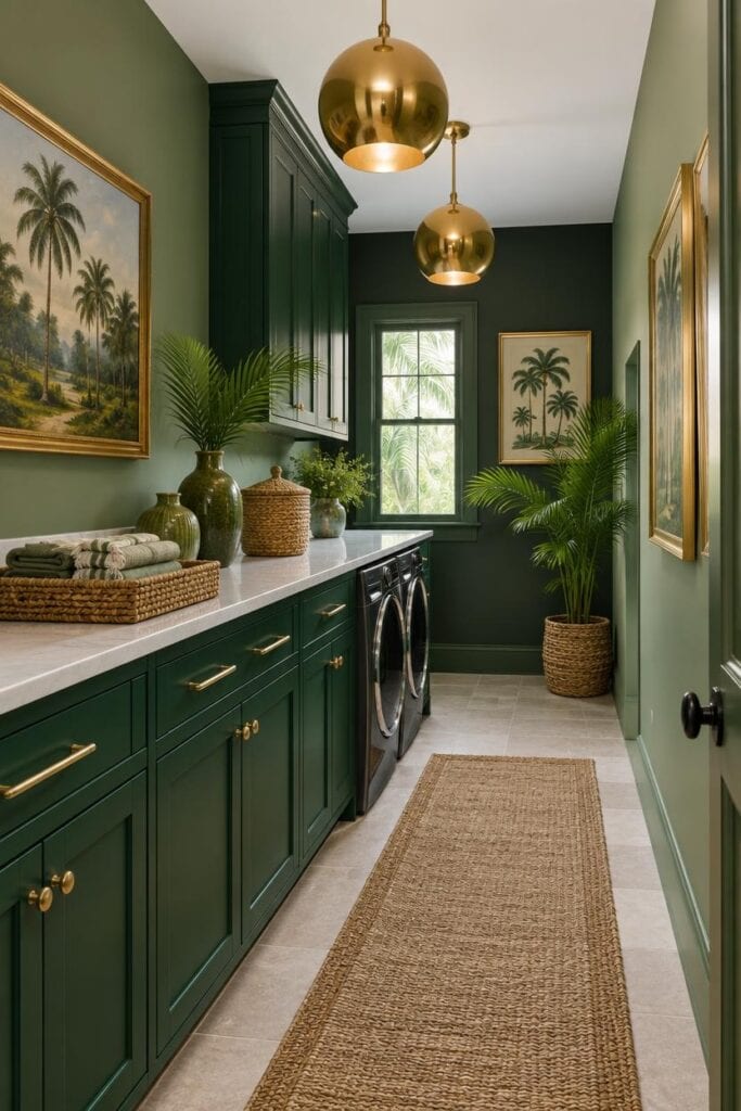 Emerald Green and Gold Laundry Rooms for Women Who Elevated Every Room Except This One