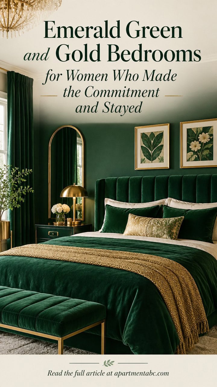Emerald Green and Gold Bedrooms for Women Who Made the Commitment and Stayed