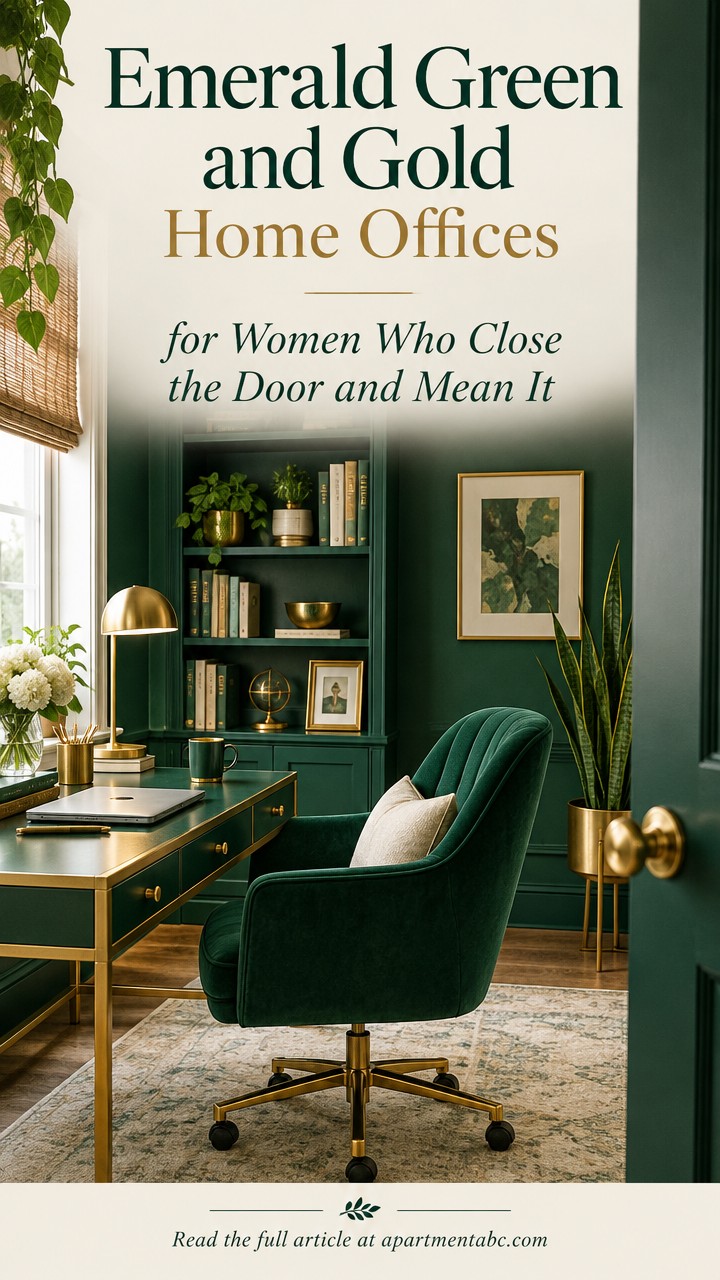 Emerald Green and Gold Home Offices for Women Who Close the Door and Mean It