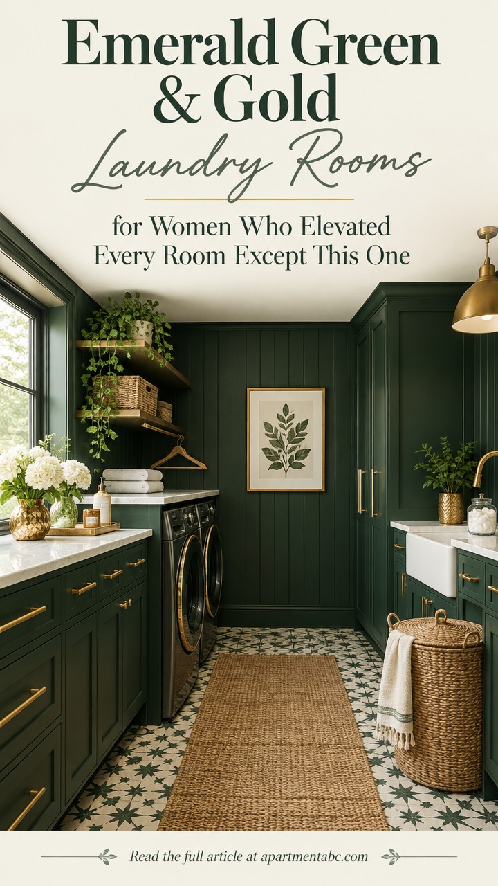 Emerald Green and Gold Laundry Rooms for Women Who Elevated Every Room Except This One
