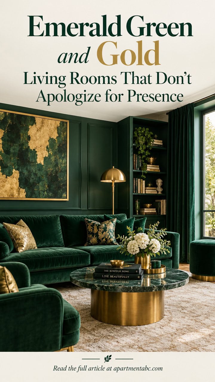 Emerald Green and Gold Living Rooms That Don’t Apologize for Presence