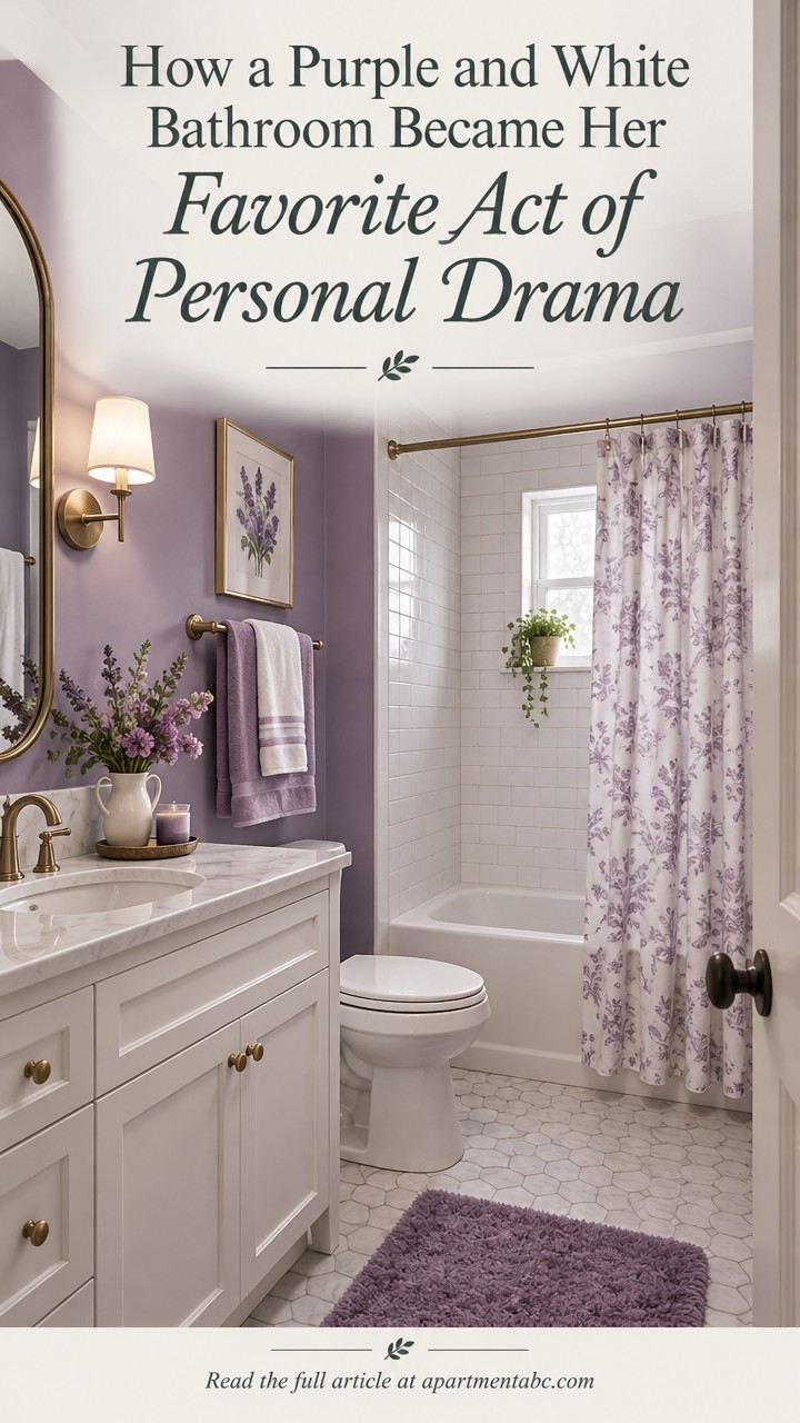 How a Purple and White Bathroom Became Her Favorite Act of Personal Drama